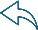 Blue curved left arrow icon, used to indicate undo or go back for MedMassager foot massager or body massager navigation.
